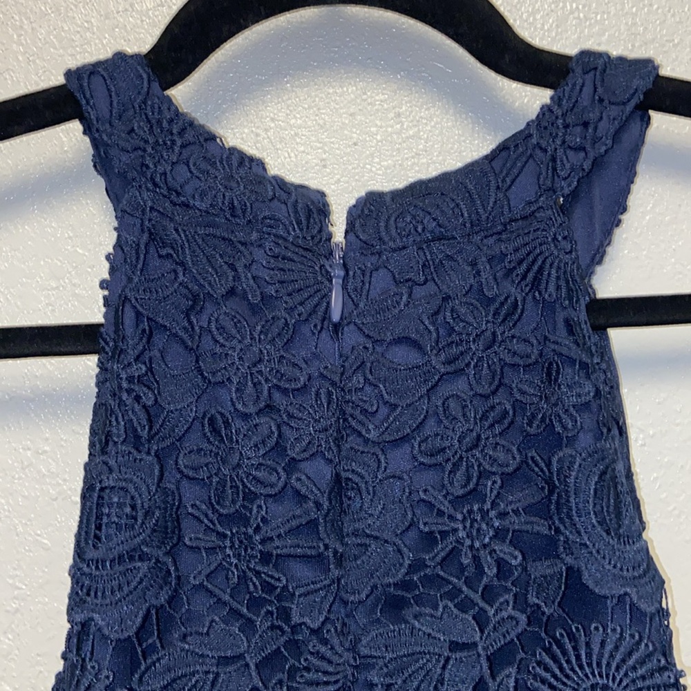 Lulu's Size L Love Poem Navy Floral Lace Lined Halter Mini Dress 3575 - Picture 8 of 12